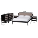 Baxton Studio Shirin Mid-Century Beige Fabric and Black Wood Queen 5-Piece Bedroom Set - BSOIvana-Sand Stone/Black-Queen-5PC Bedroom Set