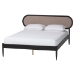 Baxton Studio Shirin Mid-Century Beige Fabric and Black Wood Queen 5-Piece Bedroom Set - BSOIvana-Sand Stone/Black-Queen-5PC Bedroom Set