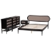 Baxton Studio Shirin Mid-Century Beige Fabric and Black Wood Queen 4-Piece Bedroom Set - BSOTammy-Sand Stone/Black-Queen-4PC Bedroom Set