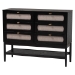 Baxton Studio Shirin Mid-Century Beige Fabric and Black Wood Queen 4-Piece Bedroom Set - BSOTammy-Sand Stone/Black-Queen-4PC Bedroom Set