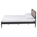 Baxton Studio Shirin Mid-Century Beige Fabric and Black Wood Queen Platform Bed - BSOMG0240-Sand Stone-FG2203-2/Black-Queen