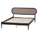 Baxton Studio Shirin Mid-Century Beige Fabric and Black Wood Queen Platform Bed - BSOMG0240-Sand Stone-FG2203-2/Black-Queen