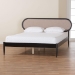 Baxton Studio Shirin Mid-Century Beige Fabric and Black Wood Queen Platform Bed - BSOMG0240-Sand Stone-FG2203-2/Black-Queen