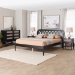 Baxton Studio Florica Art Deco Black Wood Queen 4-Piece Bedroom Set with Two Nightstands - BSOWenna-Sand Stone/Black-Queen-4PC Bedroom Set