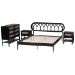 Baxton Studio Florica Art Deco Black Wood Queen 4-Piece Bedroom Set with Two Nightstands - BSOWenna-Sand Stone/Black-Queen-4PC Bedroom Set