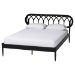Baxton Studio Florica Art Deco Black Wood Queen 4-Piece Bedroom Set with Two Nightstands - BSOWenna-Sand Stone/Black-Queen-4PC Bedroom Set
