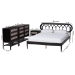 Baxton Studio Florica Art Deco Black Wood Queen 4-Piece Bedroom Set - BSOFlorica-Sand Stone/Black-Queen-4PC Bedroom Set