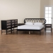 Baxton Studio Florica Art Deco Black Wood Queen 5-Piece Bedroom Set - BSOShelby-Sand Stone/Black-Queen-5PC Bedroom Set