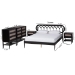 Baxton Studio Florica Art Deco Black Wood Queen 5-Piece Bedroom Set - BSOShelby-Sand Stone/Black-Queen-5PC Bedroom Set