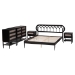 Baxton Studio Florica Art Deco Black Wood Queen 5-Piece Bedroom Set - BSOShelby-Sand Stone/Black-Queen-5PC Bedroom Set