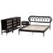 Baxton Studio Florica Art Deco Black Wood Queen 4-Piece Bedroom Set - BSOFlorica-Sand Stone/Black-Queen-4PC Bedroom Set