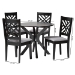 Baxton Studio Norah Modern Grey Fabric and Dark Brown Finished Wood 5-Piece Dining Set - BSONorah-Grey/Dark Brown-5PC Dining Set