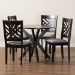 Baxton Studio Norah Modern Grey Fabric and Dark Brown Finished Wood 5-Piece Dining Set - BSONorah-Grey/Dark Brown-5PC Dining Set