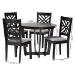 Baxton Studio Alena Modern Grey Fabric and Dark Brown Finished Wood 5-Piece Dining Set - BSOJodie-Grey/Dark Brown-5PC Dining Set