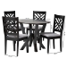 Baxton Studio Elise Modern Grey Fabric and Dark Brown Finished Wood 5-Piece Dining Set - BSOLydie-Grey/Dark Brown-5PC Dining Set
