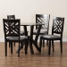 Baxton Studio Elise Modern Grey Fabric and Dark Brown Finished Wood 5-Piece Dining Set - BSOLydie-Grey/Dark Brown-5PC Dining Set