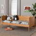 Baxton Studio Malaya Modern Oak Brown Wood Full Daybed with Scalloped Edges - BSOMG0239-1-NT Oak-Daybed-Full