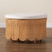 bali & pari Teresa Bohemian Light Honey Scalloped Rattan Ottoman - BSOTeresa-Round-Light Honey/Rattan Cushioned-Ottoman