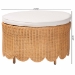 bali & pari Teresa Bohemian Light Honey Scalloped Rattan Ottoman - BSOTeresa-Round-Light Honey/Rattan Cushioned-Ottoman