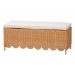 bali & pari Teresa Bohemian Light Honey Scalloped Rattan Ottoman Bench