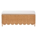 bali & pari Teresa Bohemian Light Honey Scalloped Rattan Ottoman Bench - BSOTeresa-Rectangle-Light Honey/Rattan Cushioned-Ottoman