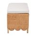 bali & pari Teresa Bohemian Light Honey Scalloped Rattan Ottoman Bench - BSOTeresa-Rectangle-Light Honey/Rattan Cushioned-Ottoman