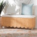 bali & pari Teresa Bohemian Light Honey Scalloped Rattan Ottoman Bench - BSOTeresa-Rectangle-Light Honey/Rattan Cushioned-Ottoman