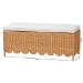 bali & pari Teresa Bohemian Light Honey Scalloped Rattan Ottoman Bench - BSOTeresa-Rectangle-Light Honey/Rattan Cushioned-Ottoman