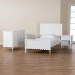 Baxton Studio Roni Modern White Scalloped Wood 4-Piece Full Bedroom Set with Two Nightstands - BSORoni-White-Full 4PC Bedroom Set 1