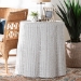 bali & pari Palm Bohemian White Scalloped Rattan Console Table - BSOPalm-White Rattan Round-Console Table