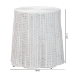 bali & pari Palm Bohemian White Scalloped Rattan Console Table - BSOPalm-White Rattan Round-Console Table