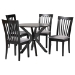Baxton Studio Lore Modern Grey Fabric and Dark Brown Wood 5-Piece Dining Set