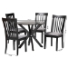 Baxton Studio Lore Modern Grey Fabric and Dark Brown Wood 5-Piece Dining Set - BSOLore-Grey/Dark Brown-5PC Dining Set