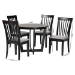 Baxton Studio Nellie Modern Grey Fabric and Dark Brown Wood 5-Piece Dining Set - BSONellie-Grey/Dark Brown-5PC Dining Set