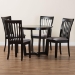 Baxton Studio Nellie Modern Grey Fabric and Dark Brown Wood 5-Piece Dining Set - BSONellie-Grey/Dark Brown-5PC Dining Set