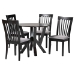 Baxton Studio Marian Modern Grey Fabric and Dark Brown Finished Wood 5-Piece Dining Set