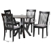 Baxton Studio Marian Modern Grey Fabric and Dark Brown Finished Wood 5-Piece Dining Set - BSOGwen-Grey/Dark Brown-5PC Dining Set
