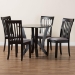 Baxton Studio Marian Modern Grey Fabric and Dark Brown Finished Wood 5-Piece Dining Set - BSOGwen-Grey/Dark Brown-5PC Dining Set