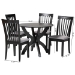 Baxton Studio Bailey Modern Grey Fabric and Dark Brown Finished Wood 5-Piece Dining Set - BSOMaura-Grey/Dark Brown-5PC Dining Set