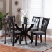 Baxton Studio Bailey Modern Grey Fabric and Dark Brown Finished Wood 5-Piece Dining Set - BSOMaura-Grey/Dark Brown-5PC Dining Set