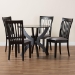 Baxton Studio Bailey Modern Grey Fabric and Dark Brown Finished Wood 5-Piece Dining Set - BSOMaura-Grey/Dark Brown-5PC Dining Set