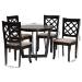 Baxton Studio Selby Modern Sand Fabric and Dark Brown Wood 5-Piece Dining Set - BSOSelby-Sand/Dark Brown-5PC Dining Set