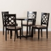 Baxton Studio Selby Modern Sand Fabric and Dark Brown Wood 5-Piece Dining Set - BSOSelby-Sand/Dark Brown-5PC Dining Set