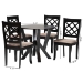 Baxton Studio Adina Modern Sand Fabric and Dark Brown Wood 5-Piece Dining Set - BSOAdina-Sand/Dark Brown-5PC Dining Set