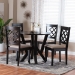 Baxton Studio Adina Modern Sand Fabric and Dark Brown Wood 5-Piece Dining Set - BSOAdina-Sand/Dark Brown-5PC Dining Set