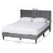 Baxton Studio Payne Modern Glam Grey Velvet and Dark Brown Wood Queen Bed - BSOCFSP0835-C-Grey-Queen