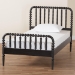 Baxton Studio Lucera Mid-Century Black Twin Size Bobbin Bed - BSOMG0110-4-Black-Twin