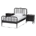 Baxton Studio Lucera Mid-Century Black Full Size 3-Piece Bobbin Bedroom Set - BSOMG0110-4-Black-Full 3PC Bedroom Set
