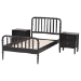 Baxton Studio Lucera Mid-Century Black Full Size 3-Piece Bobbin Bedroom Set - BSOMG0110-4-Black-Full 3PC Bedroom Set