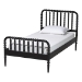 Baxton Studio Lucera Mid-Century Black Full Size 3-Piece Bobbin Bedroom Set - BSOMG0110-4-Black-Full 3PC Bedroom Set